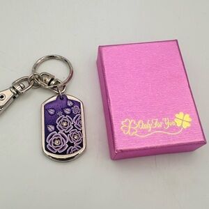 Purple Floral Keychain with Gift Box